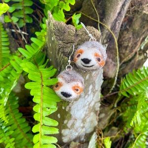 Hand crafted sloth needle felted earrings unique handmade one of a kind …